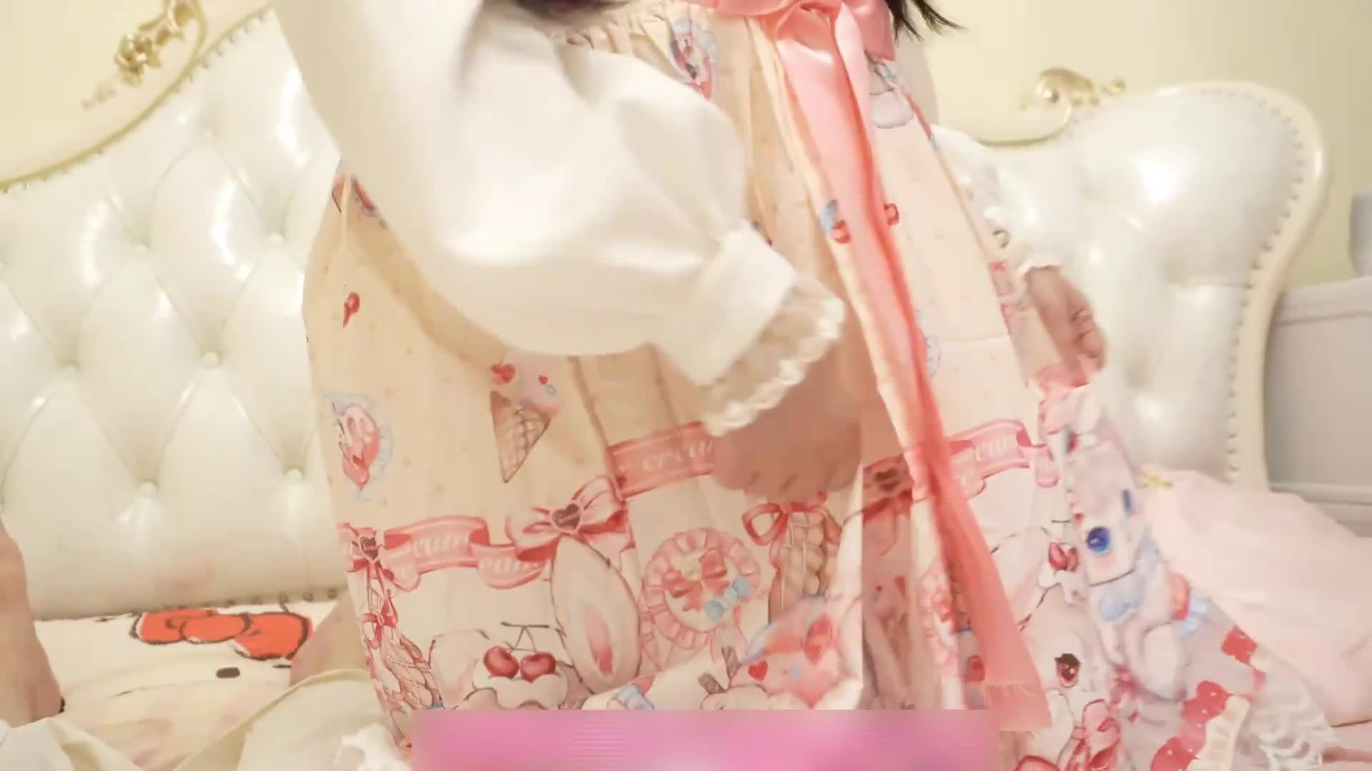 #洛丽塔 #lo娘 ️可爱双马尾️(洛丽塔)轻花嫁，双马尾萝莉粉色日系可爱Lolita双马尾合法萝莉！白丝LO娘主动上位骑乘